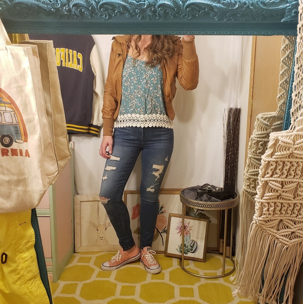 Faux Leather Bomber Jacket